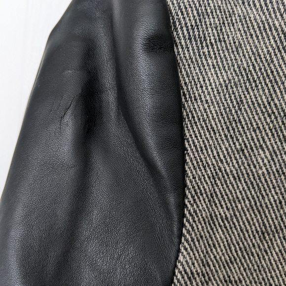Zara Faux Leather Sleeve Herringbone Blazer - Picture 12 of 12